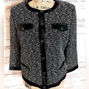 New York & Company Black & White Tweed Sweater Top 6